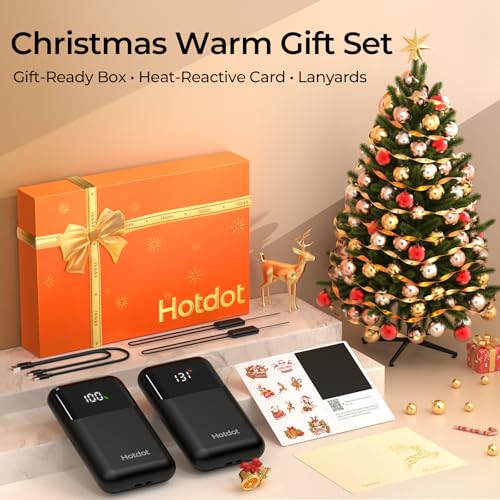 Hotdot Hand Warmers Rechargeable, Heat Levels (104–131°F), Real-Time Temp & Battery Display, Electric Hand Warmers, Fast Heating, Fits in Gloves/Pocket, Gifts for Women & Men