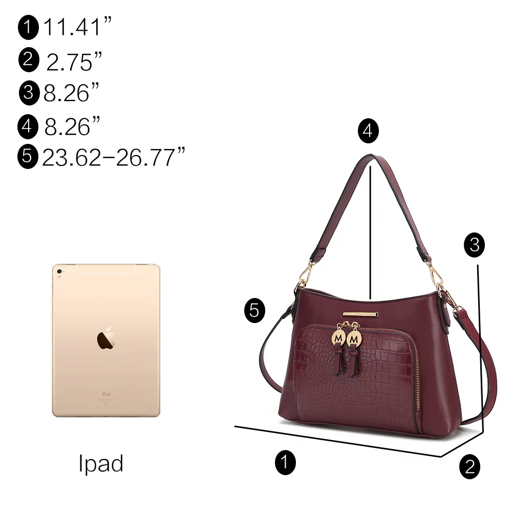 MKF Collection Anayra Vegan Leather Women's Hobo Bag, Elegant Crossbody Purse Handbag by Mia K - Black