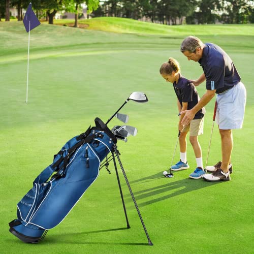 Golf Stand Bag, Portable Golf Clubs Bag w/4 Way Dividers, 4 Pockets, Adjustable Shoulder Straps, Pencil Golf Bag w/ 2 Non-Slip Stand, Lightweight Golf Bag for Men Women