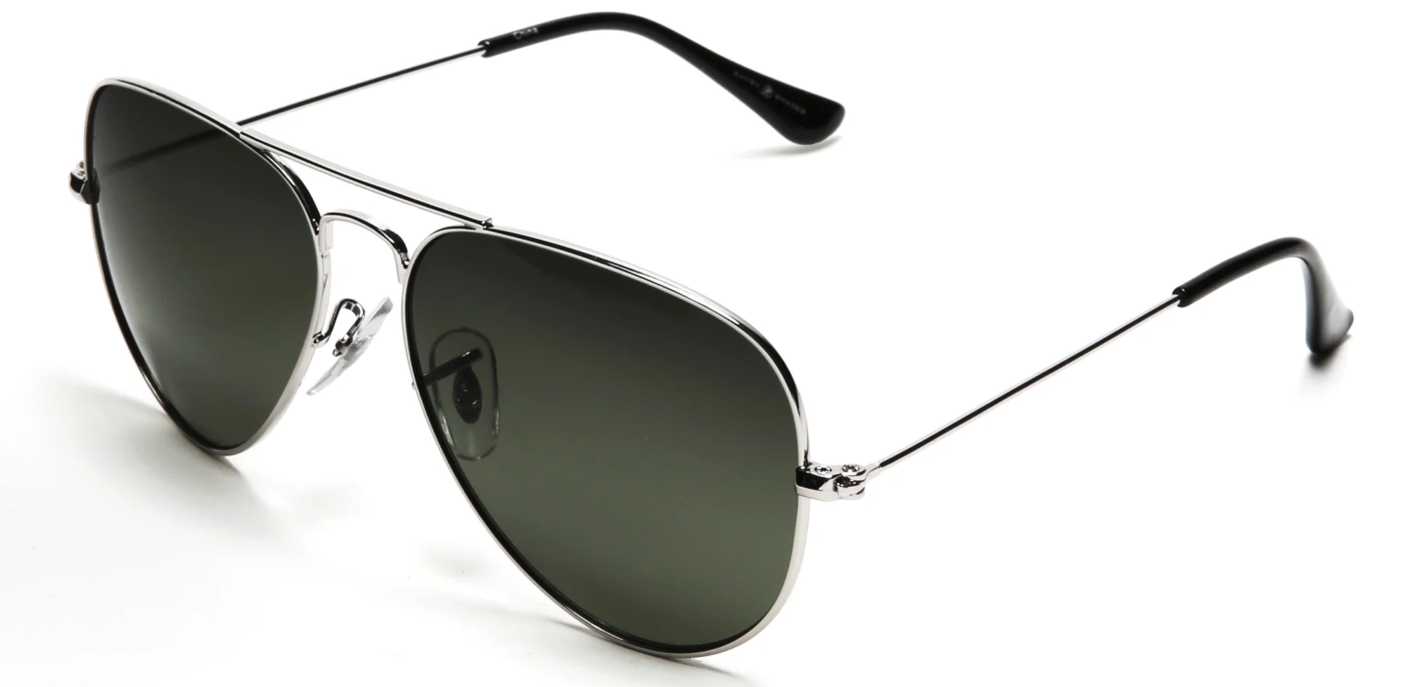 Samba Shades Unisex Classic Aviator Sunglasses Silver Frame Green Lens - Glen & Ivy Sky Inspired