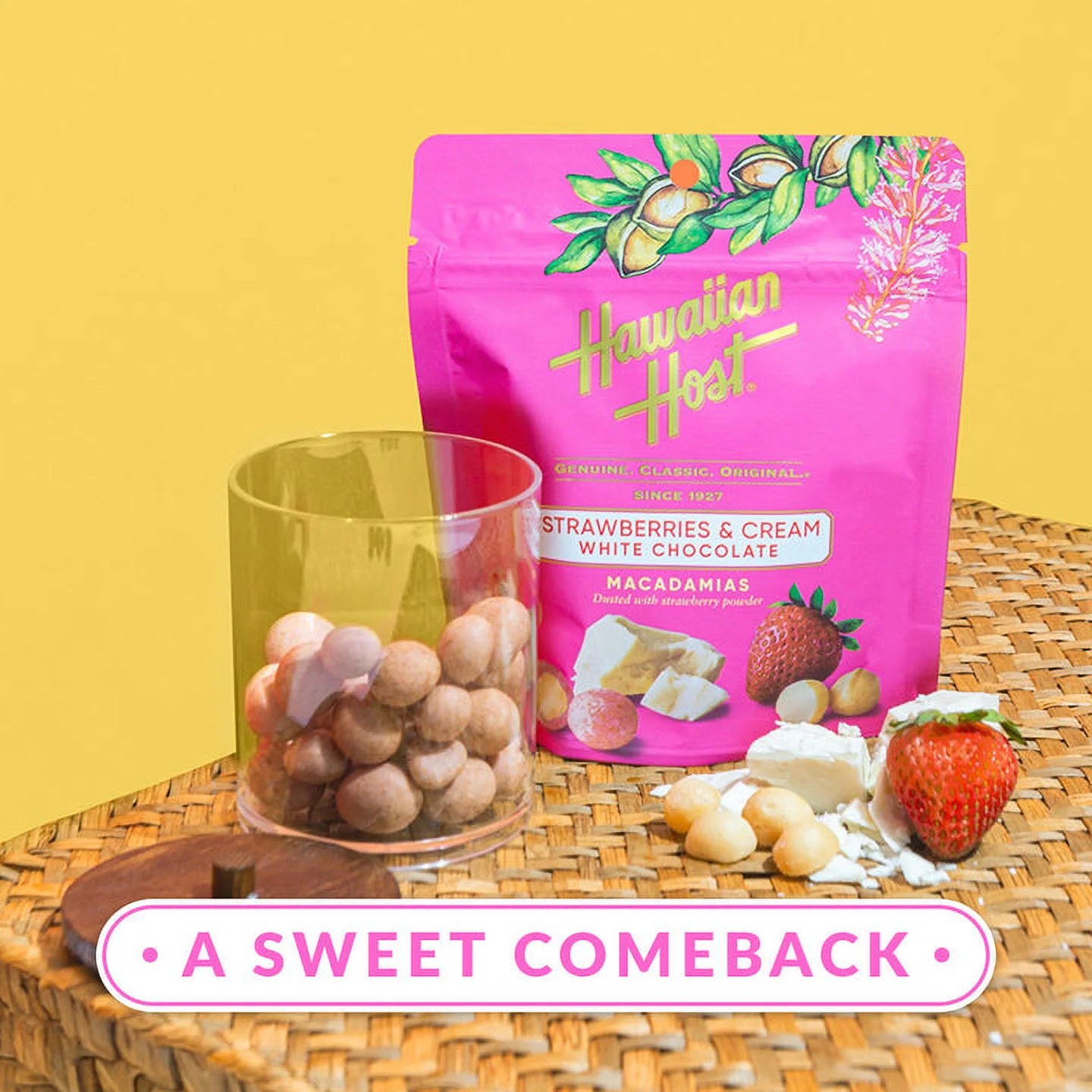 Hawaiian Host Macadamia Classic, Strawberries & Cream Macadamias Paradise Collection 16 oz (1 lb) 453g