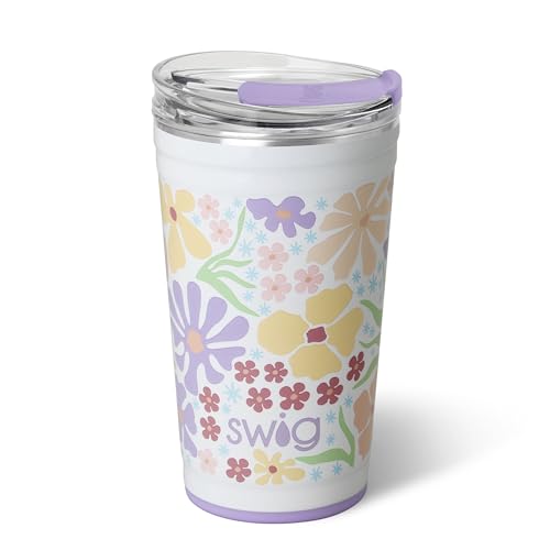 Swig Life 32oz Insulated Tumbler, Travel Coffee Tumbler with Lid, Cup Holder Friendly, Stainless Steel Travel Coffee Mug, Glitter Tumbler, Glitter Gifts (Confetti)