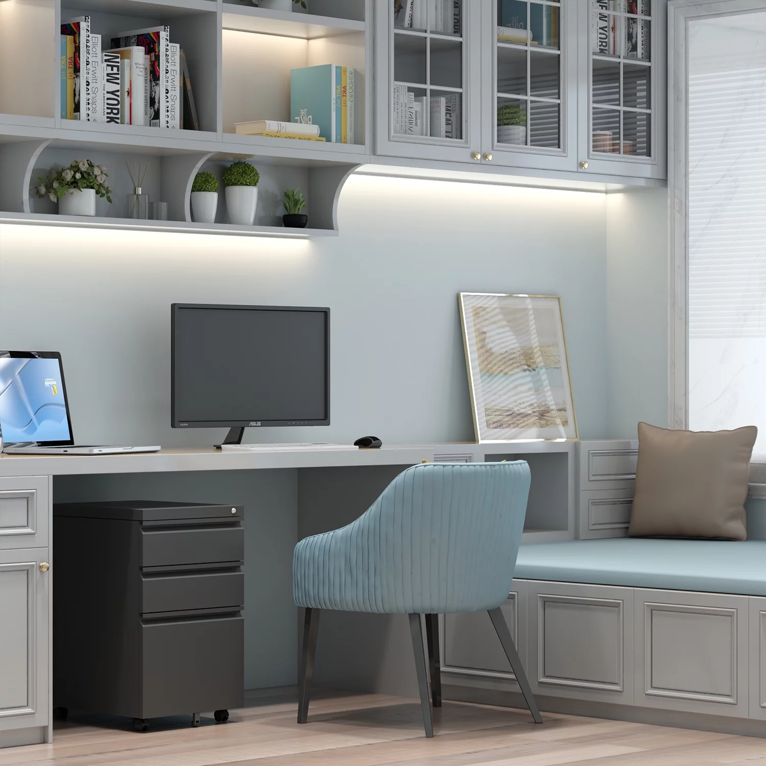 GangMei 3 Drawer Black Mobile File Cabinet with Lock, Under Desk Metal Movable Filing Cabinet, Fully Assembled, Lateral Storage Cabinet for Home Office