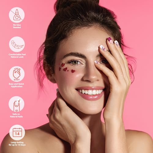 Semi Cured Gel Nail Strips-Easy Apply Christmas Gel Nail Stickers Holiday Semi Cured Manicure Strips with Sparkling Xmas Designs (Classic Yule)