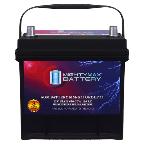 Mighty Max Battery MM-G35 Group Size 35 12V, 55Ah, 100RC, AGM, 650 CCA, Replacement Battery Compatible with Honda CR-V 14-16