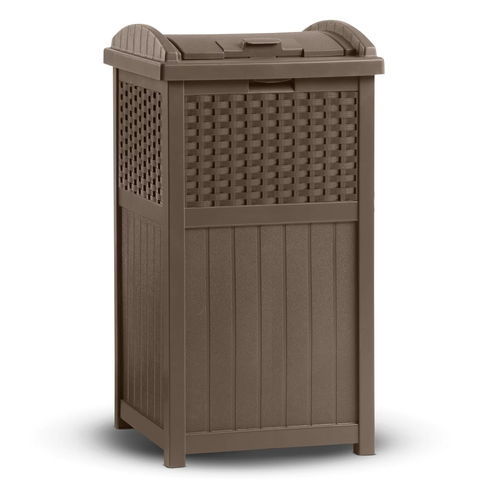 Suncast GHW1732 Trashcan Hideaway Outdoor 33 Gallon Garbage Waste Bin, Brown