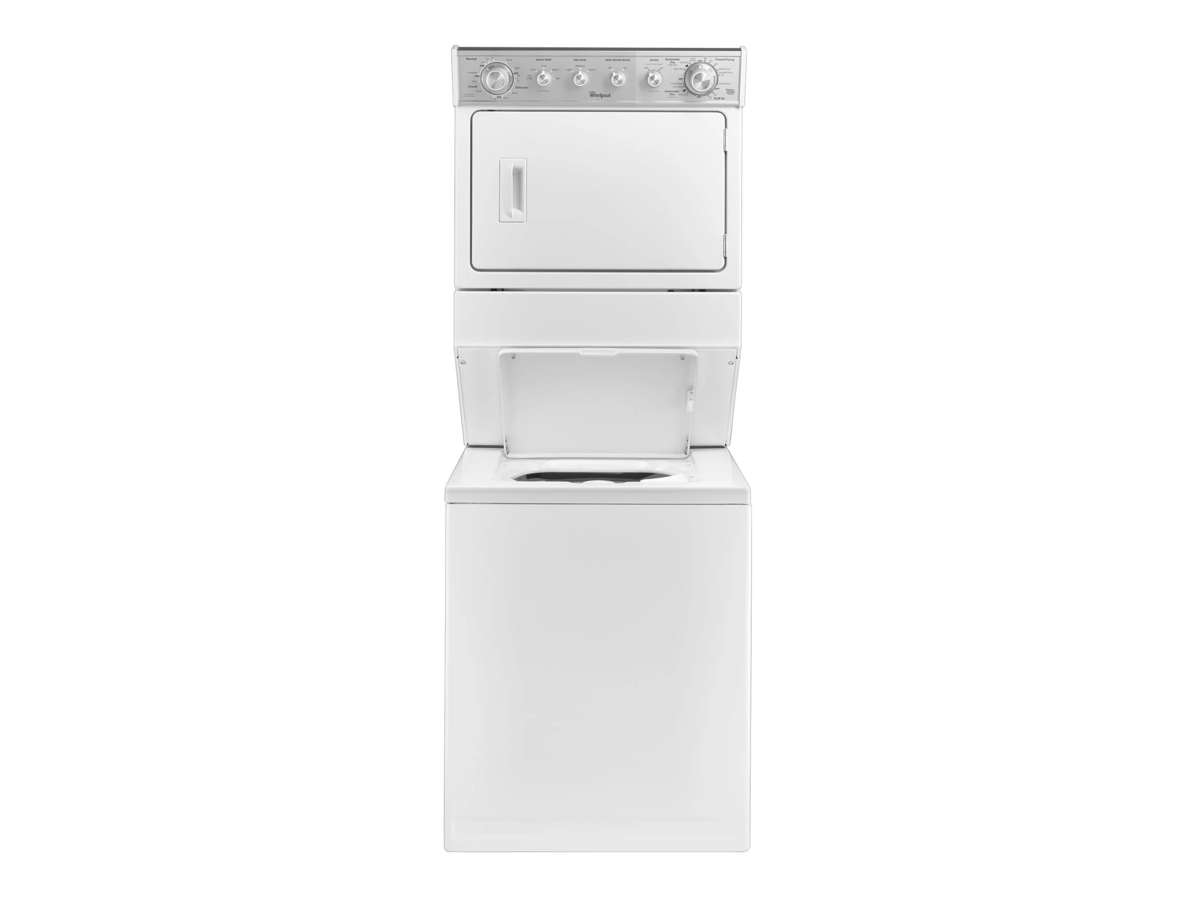 Whirlpool WETLV27FW - Laundry center - width: 27 in - depth: 32 in - height: 71.7 in - 640 rpm - white