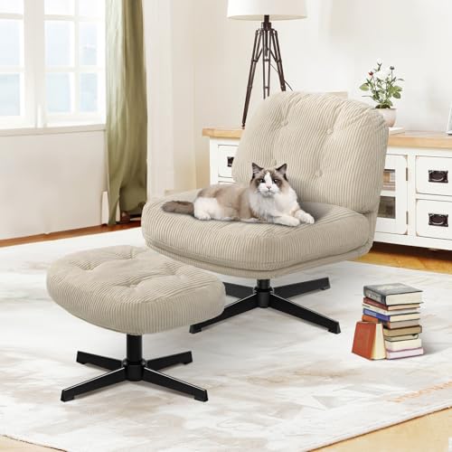 FelixKing Swivel Accent Chair with Ottoman for Bedroom, Living Room & Apartment, Dark Gray