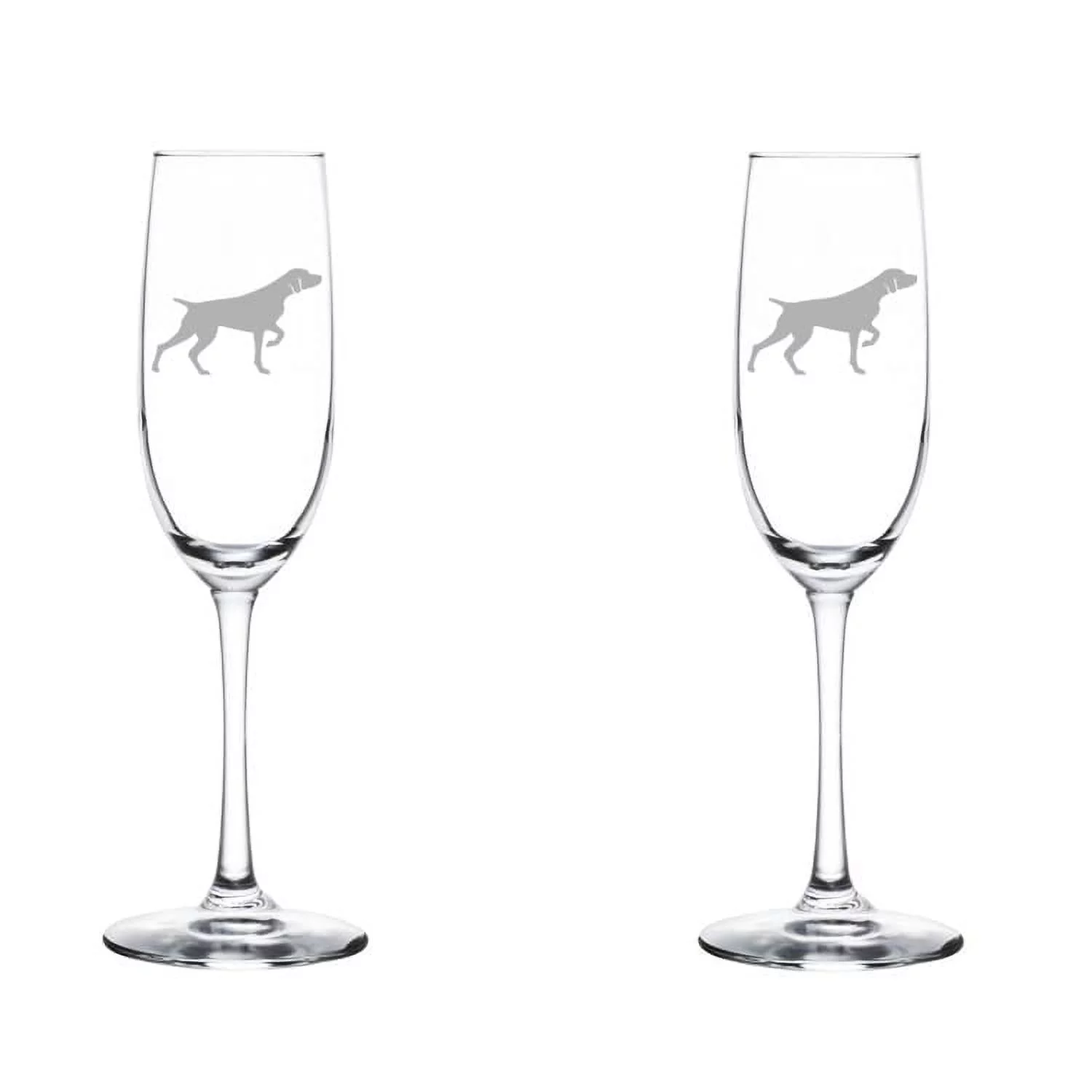 Set of 2 Glass Champagne Flutes Sparkling Wine Glasses German Shorthaired Pointer (8 oz Stemmed)