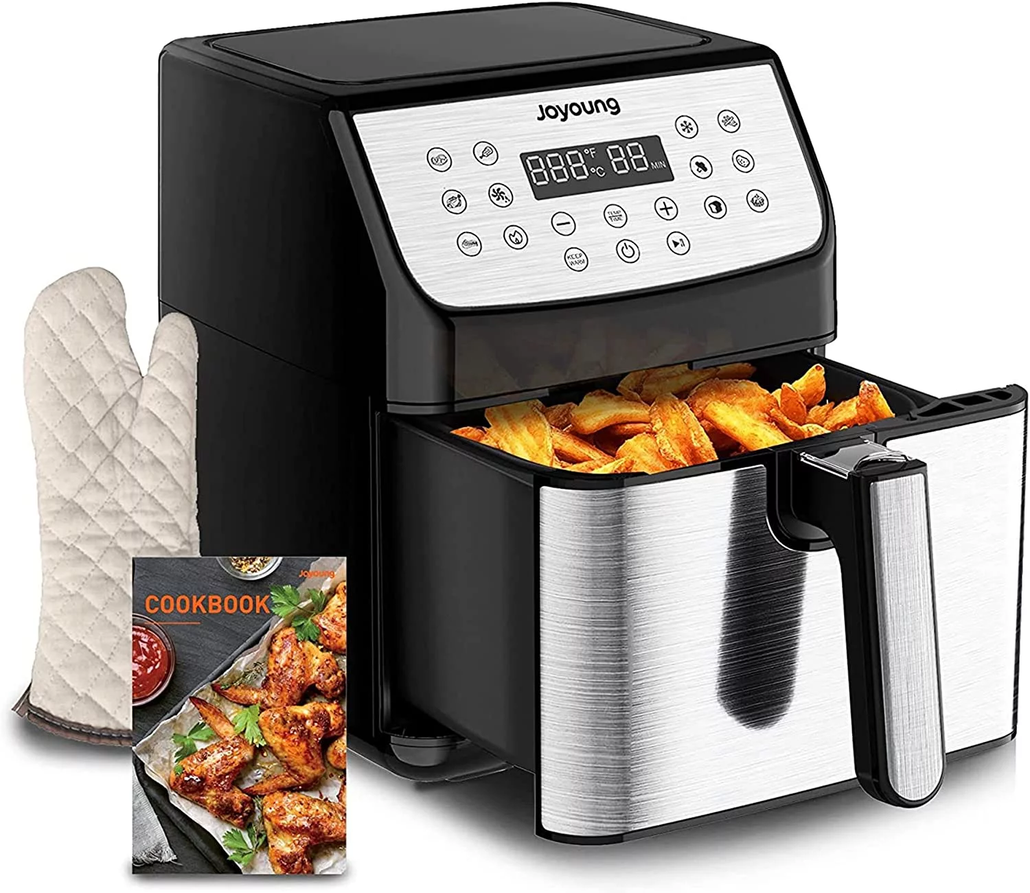 Air Fryer 5.8QT Detachable Double Basket Air Fryers 1700W 13-in-1 Presets Airfryer One Touch LED Touchscreen Air Fryer Toaster Oven with Recipe