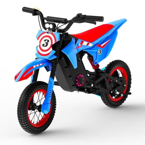 DK-12 Kids Electric Dirt Bike | 25KM/h Adjustable Speed | 140lbs Load Capacity | IPX4 Waterproof | Gift for 6-13 Years Old (Black)