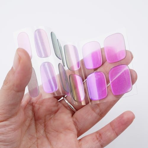 DANNI & TONI Semi Cured Gel Nail Strips Christmas Santa Claus Snowflakes Cat Eye Gel Nail Wraps 28 Stickers | Mistletoe Meow