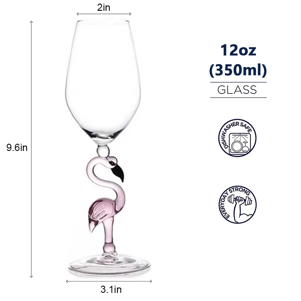 Creative Flamingo Martini Glass, Set of 2 Champagne Glasses, 12 Ounce Wine Glass, Red Wine Glass, Birthday gift, Wedding & Celebrations Cup(2, 350ml)