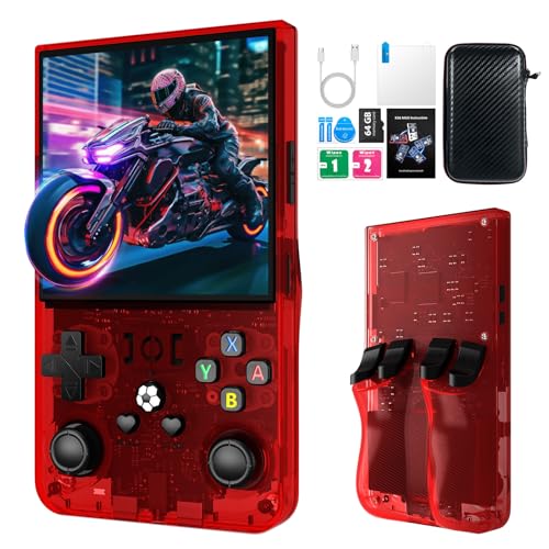 R36MAX Retro Handheld Game Console, 4.0 Inch IPS Screen, 64GB Memory, Portable Arcade Video Gaming Console Gift for Adults, Black
