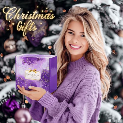 Bath Gift Set for Women, Christmas Stocking Stuffers for Women, Birthday White Elepant Gifts for Wife Her Sister Mom Auntie Grandma Friends, Relaxing Spa Self Care Lavender Bath Bombs Set﻿