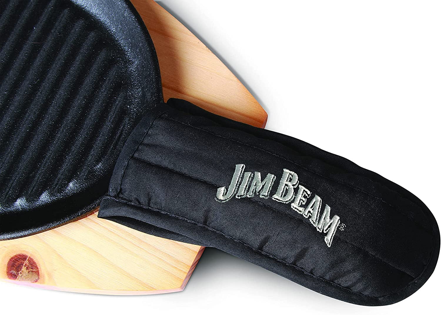 Jim Beam Jb0159 Cast Iron Skillet With Wooden Plate and Handle Cover