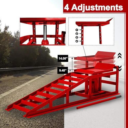 2 Pack Hydraulic Car Ramps 5T 10000lbs Low Profile Car Lift Service Ramps Truck Trailer Garage,Height Hydraulic Vehicle Ramps, Lift Height 11.61-16.21 Inches