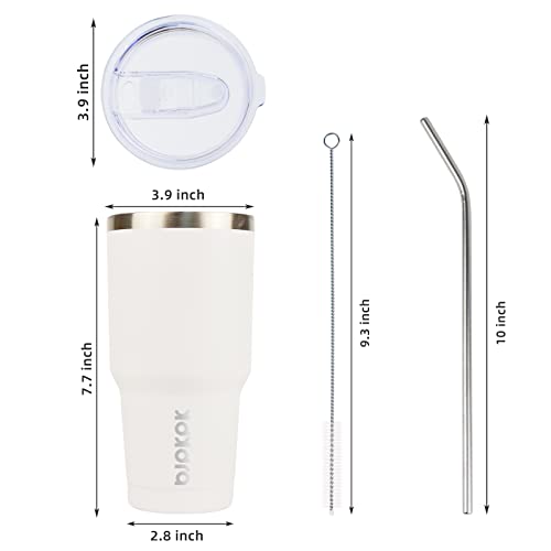 BJPKPK Insulated Tumbler 20 oz Stainless Steel Coffee Travel Thermal Cup With lids And Straws,Light Pink