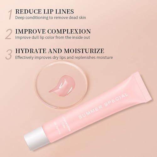 4 PCS Summer Special Lip Butter Balm – Ultra-Hydrating Lip Care with Shea Butter & Olive Oil, Soothes Dry Lips with Natural Tint & Gloss Effect, Lip Plumper Moisture & Light Lip Stain Finish