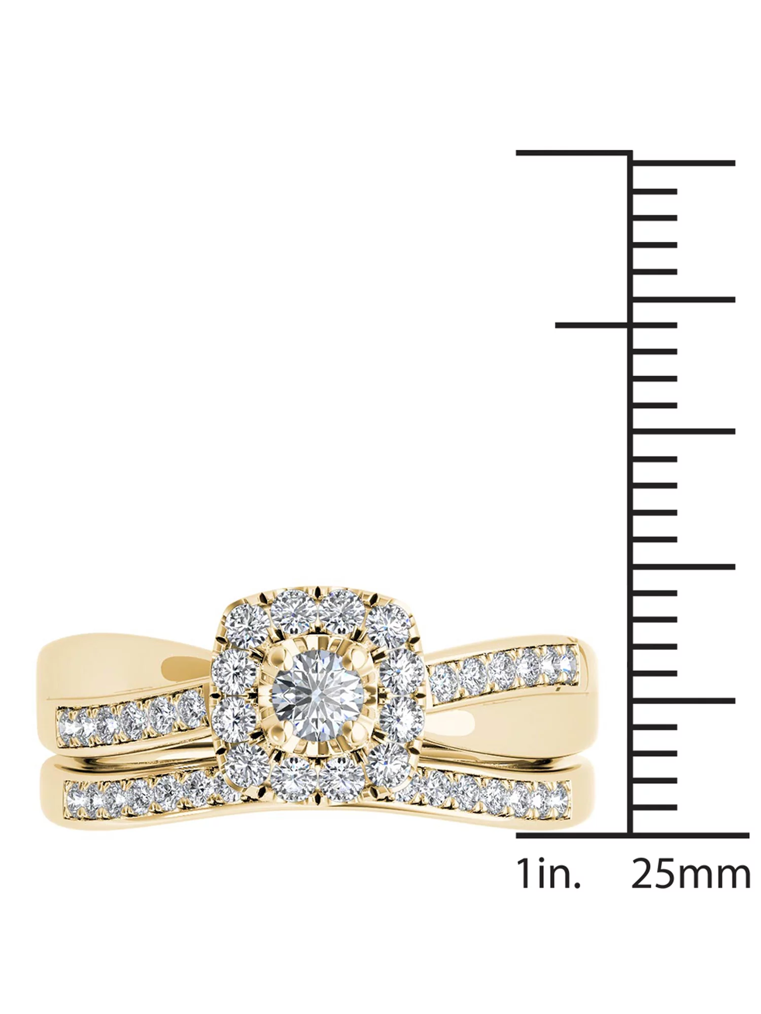 Imperial 5/8Ct TDW Diamond 14k Yellow Gold Halo Bridal Set (H-I, I2)