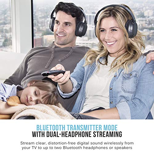 MEE audio Connect Bluetooth Audio Transmitter for up to 2 Wireless Headphones/Speakers, Bluetooth Streamer Adapter with AptX Low Latency for TV/PC/Airplane/Gym with 3.5mm/AUX/RCA/Optical Input