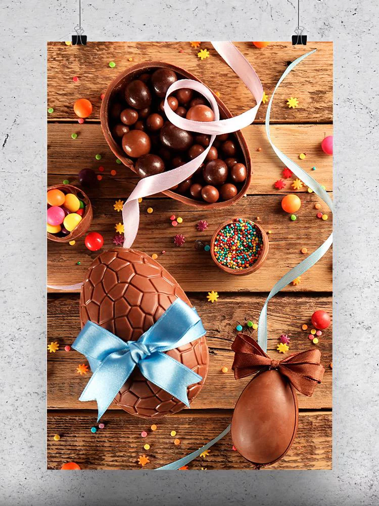 Chocolate Easter Eggs With Bows Poster -Image by Shutterstock