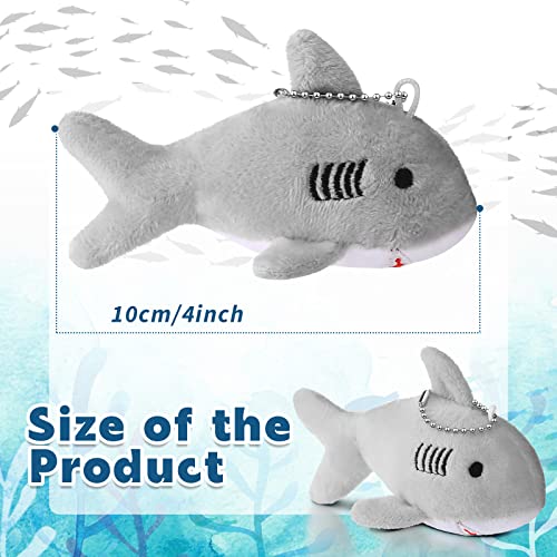 Zubebe 24 Pcs Shark Party Favors Bulk Shark Keychain Plush Mini Animal Stuffed for Baby Shower Under The Sea Summer Ocean Birthday Party Decorations(Multicolor)