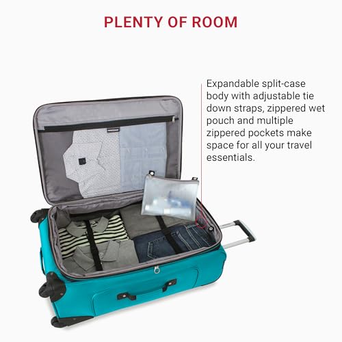 SwissGear Sion Softside Expandable Luggage, Black, Checked-Large 29-Inch