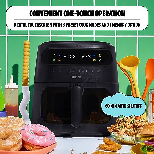 CRUX x Marshmello 8.0 QT Digital Air Fryer with TurboCrisp Technology, Touch Screen Temperature Control, Timer and Auto Shut-off, Fully Programmable, Silicone Liner Included, Lavender