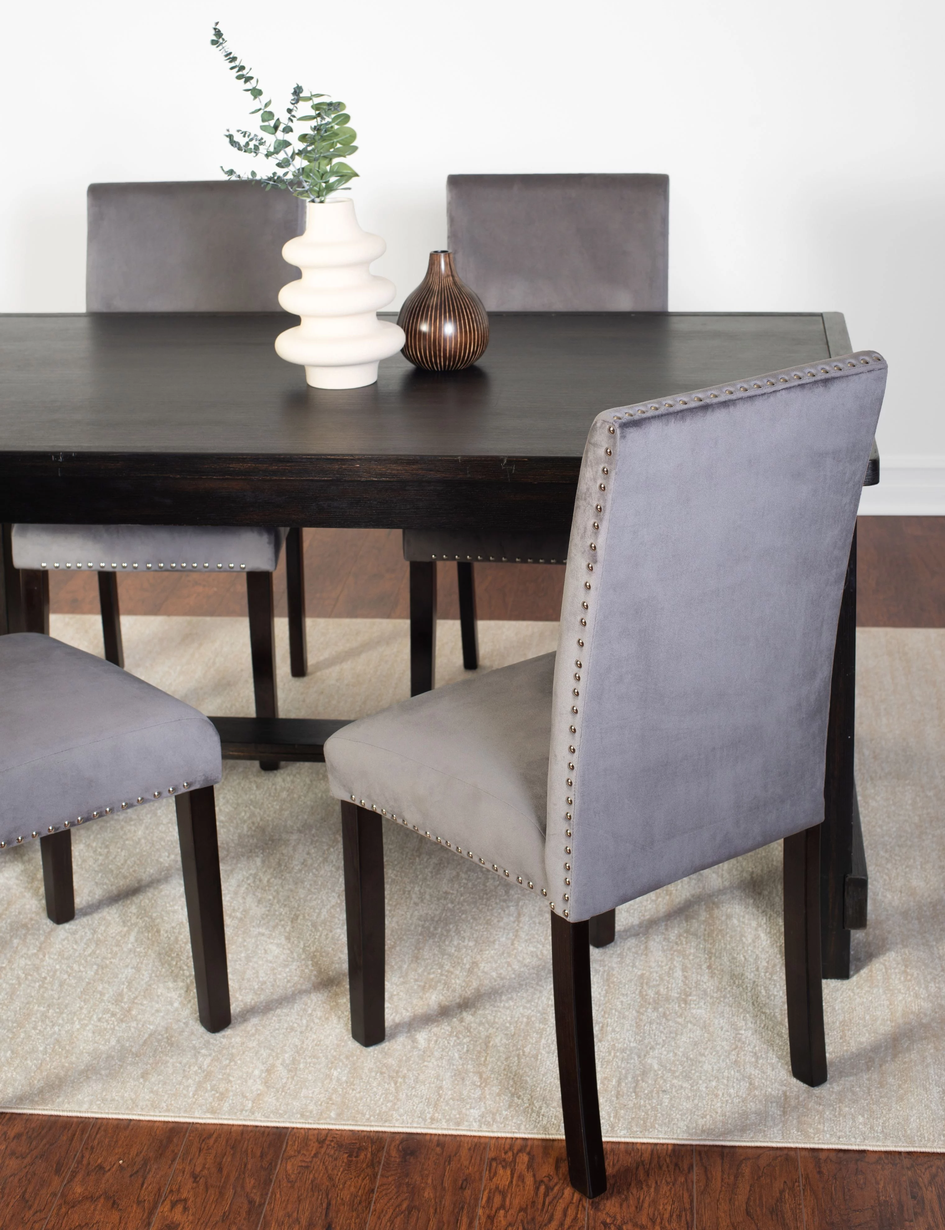 Roundhill Furniture Vanzo Contemporary 5-Piece Dining Set, Dining Table with 4 Stylish Chairs, Gray