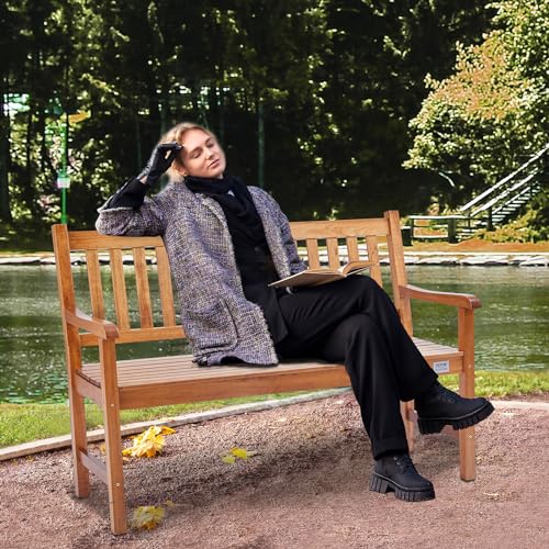 VEVOR 480 lbs Load Capacity, 38.8 inches Metal, Outdoor Backrest and Armrests, Patio Bench for Garden, Park, Yard, Front Porch, Black