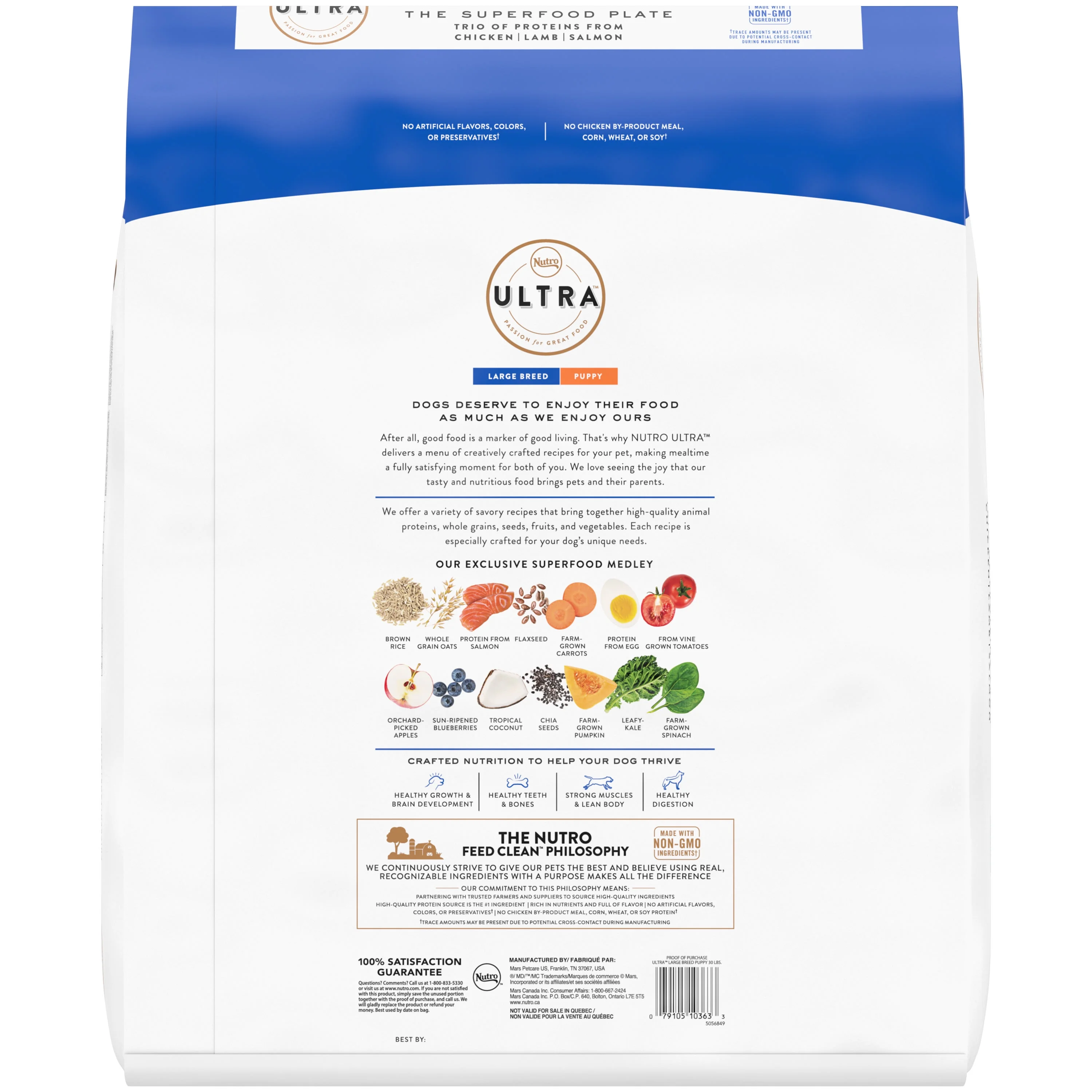 Nutro Ultra Large Breed Puppy High Protein Natural Dry Dog Food With A Trio Of Proteins From Chicken, Lamb And Salmon, 30 Lb. Bag