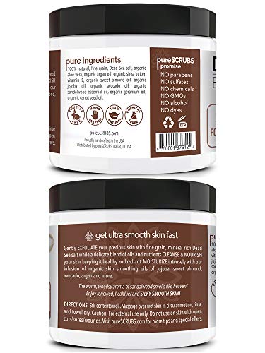 pureSCRUBS Premium Eucalyptus Body Scrub Set - Large 16oz Dead Sea Salt Body Scrub With Infused Essential Oils & Nutrients, Includes Wooden Spoon, Loofah & Oatmeal Exfoliating Bar Soap