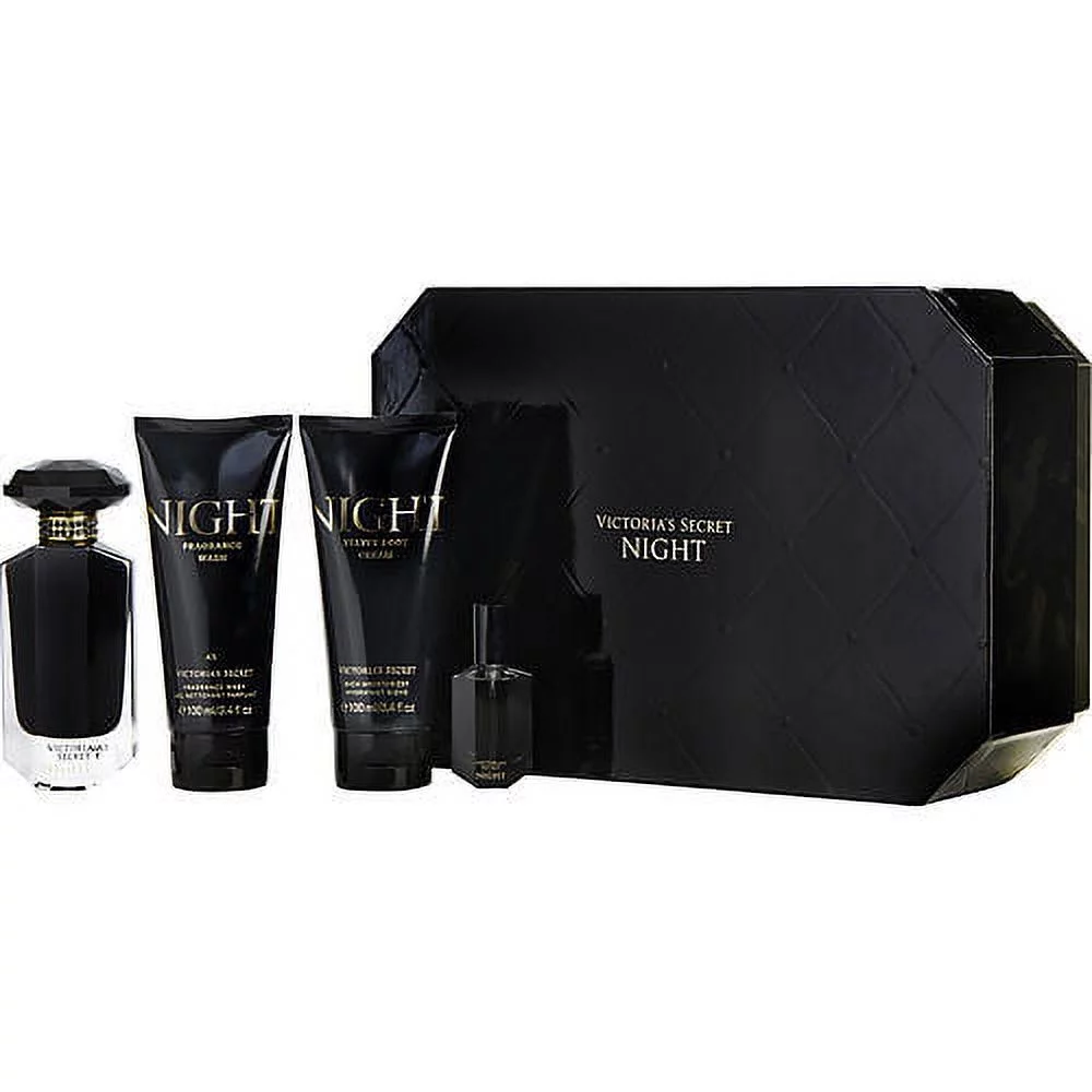 VICTORIA'S SECRET NIGHT by Victoria's Secret EAU DE PARFUM SPRAY 1.7 OZ & BODY CREAM 3.4 OZ & FRAGRANCE WASH 3.4 OZ & EAU DE PARFUM SPRAY 0.25 OZ