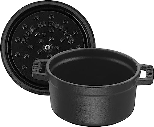 STAUB Cast Iron Dutch Oven 5.5-qt Round Cocotte, Made in France, Serves 5-6, Black Matte