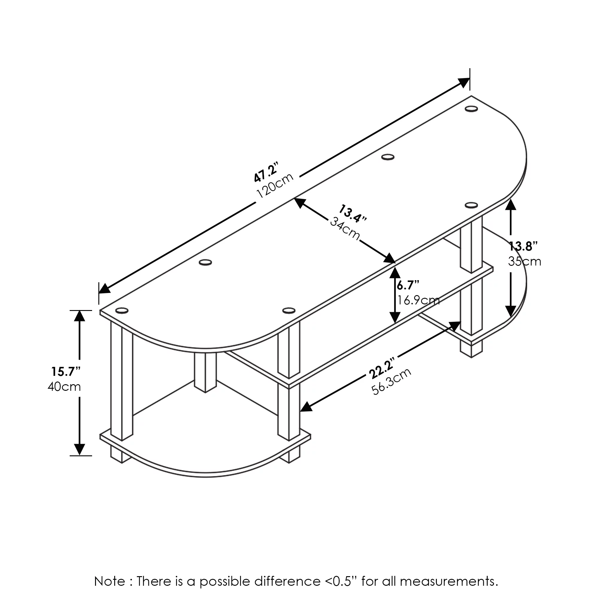 Furinno Turn-S-Tube Wide TV Entertainment Center, White