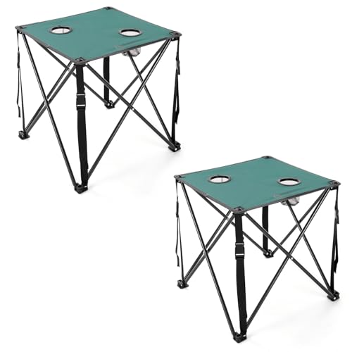 ARROWHEAD OUTDOOR 26” (66cm) Heavy-Duty Portable Camping Folding Table, 2 Cup Holders, Compact, Square, Carrying Case Included, Steel Frame, High-Grade 600D Canvas, USA-Based Support