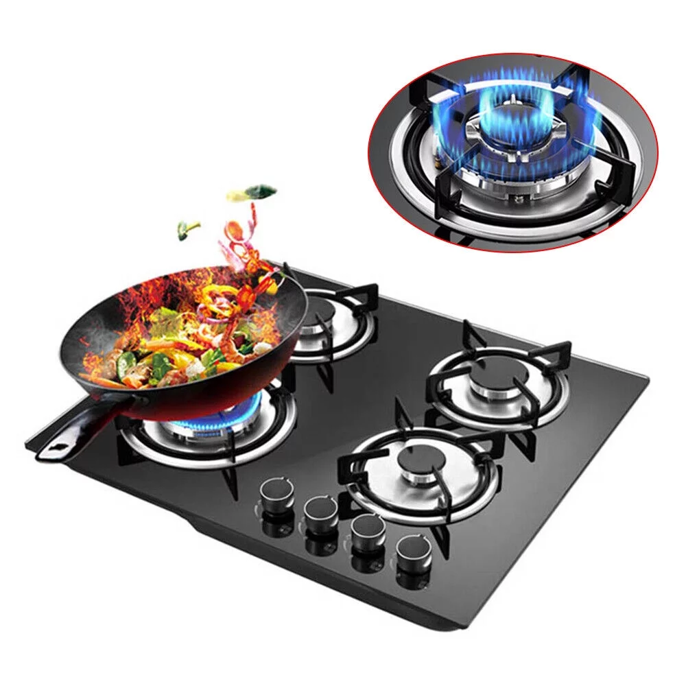 Miumaeov 4 Burner Gas Cooktops Built-In Cook Stove Kitchen LPG/NG Gas Hob with Adapter Electronic Ignition 23