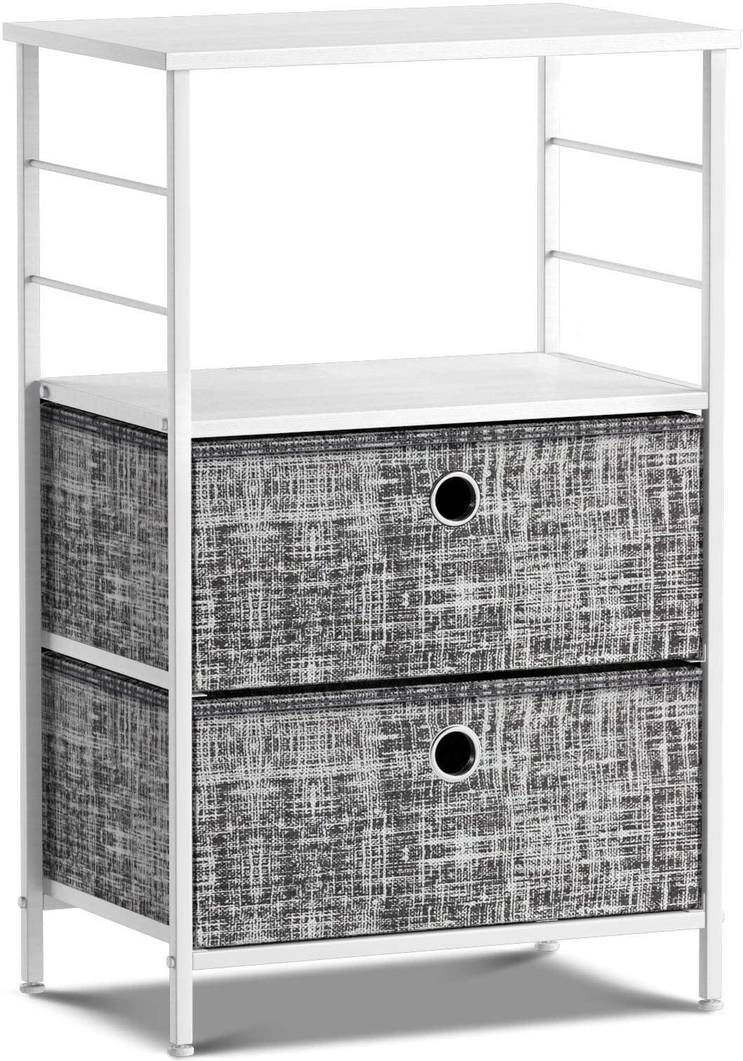Sorbus Nightstand 2-Drawer Shelf Storage - Bedside Furniture & Accent End Table Chest for Home, Bedroom, Office, College Dorm, Steel Frame, Wood Top, Easy Pull Fabric Bins