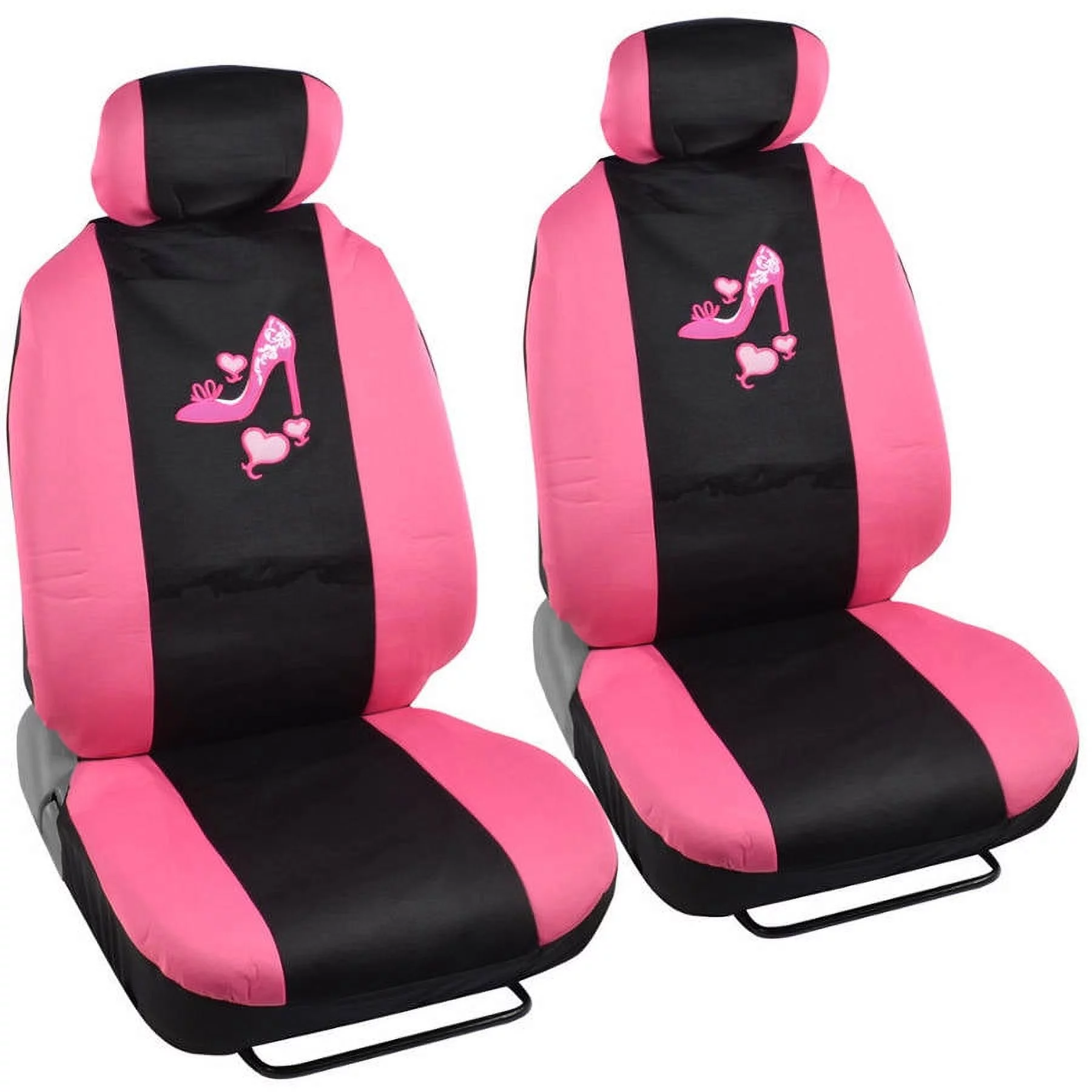 BDK Pink Love Heel Design Seat Covers for Car, SUV, Van and Truck, 9pc