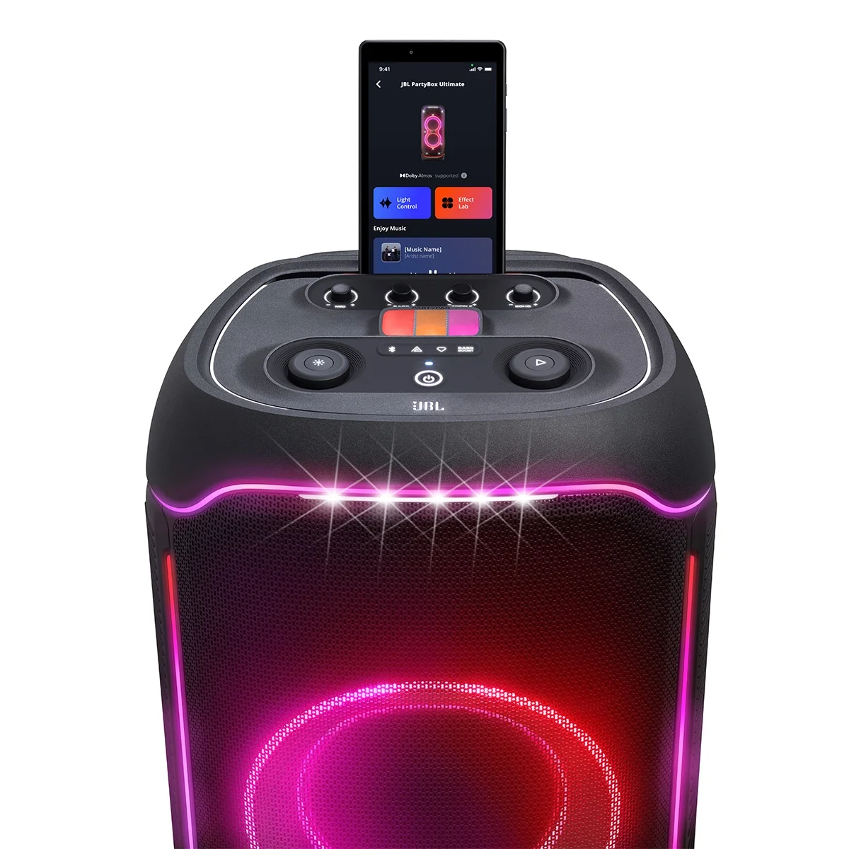 JBL Party Box Ultimate Waterproof Wi-Fi Party Speaker with Dolby Atmos, Instrument Inputs, & Lighting Effects