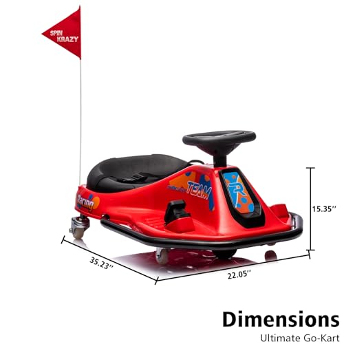 24V Electric Drifting Go Kart for Kids with High/Low Speed, 360 Degrees Rotating Ride On Drift Car, Flashing Lights, Flag, Music, Ride On Drift Car Toys Vehicles for Kids Ages 3+, Black