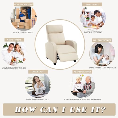 FDW Recliner Chair Reclining Sofa Leather Chair Home Theater Seating Lounge with Padded Seat Backrest