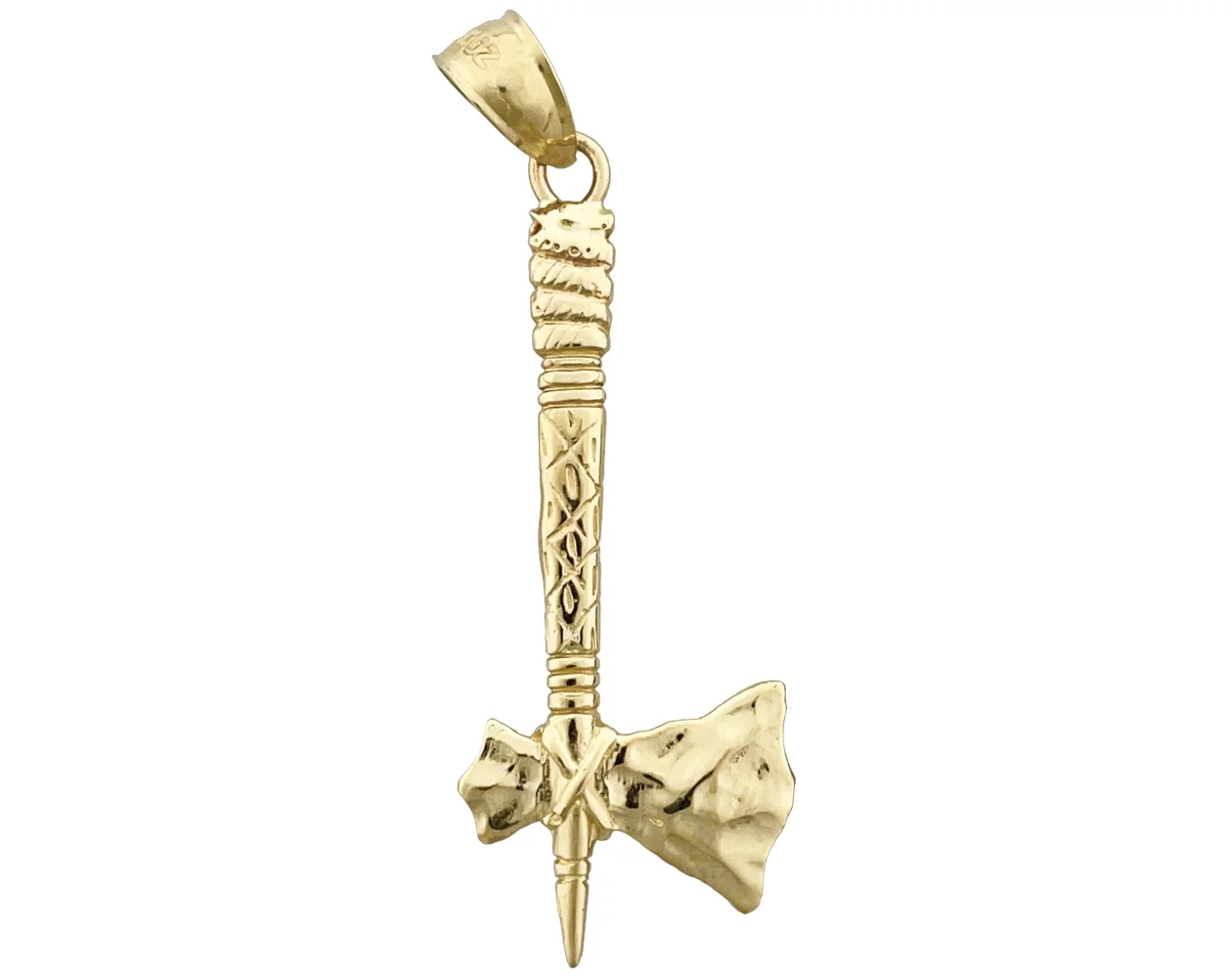 14K Gold 3D Tomahawk Pendant