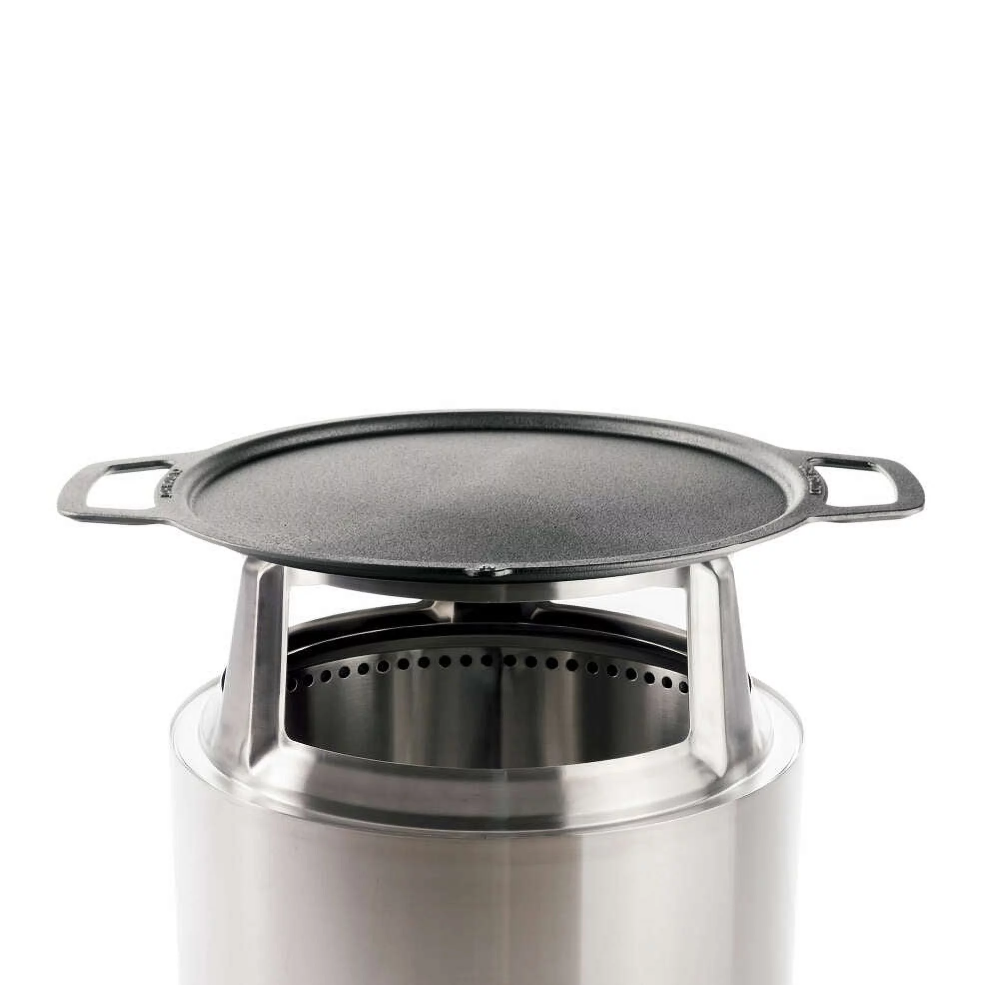 Solo Stove Bonfire Griddle + Hub, Cast Iron Cookware with Stainless steel Hub for 8” Elevation, Addition to Bonfire fire pit, Weight: 19.5lbs , Cooking surface diameter 17.75