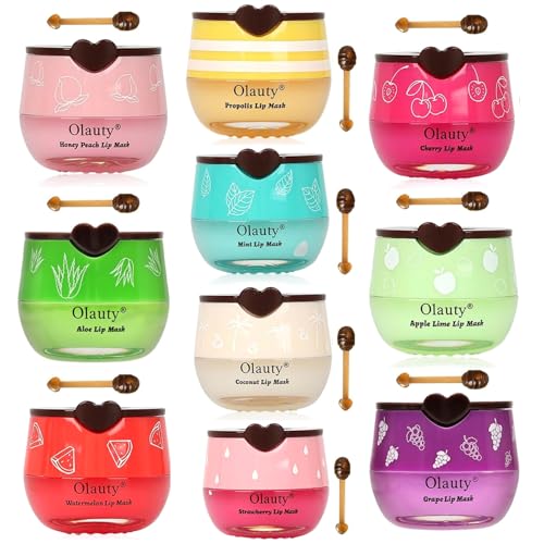 6 PCS Bee Lip Balm Mask Honey Pot, Honey Lip Balm Bulk, Moisturizing Lip Sleep Masks Hydrating Prevention Dry and Crack Lip Scrubs, Propolis Lip Mask Overnight Reduce Lip Lines
