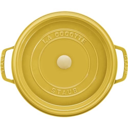 STAUB Cast Iron Dutch Oven 5.5-qt Round Cocotte, Made in France, Serves 5-6, Black Matte