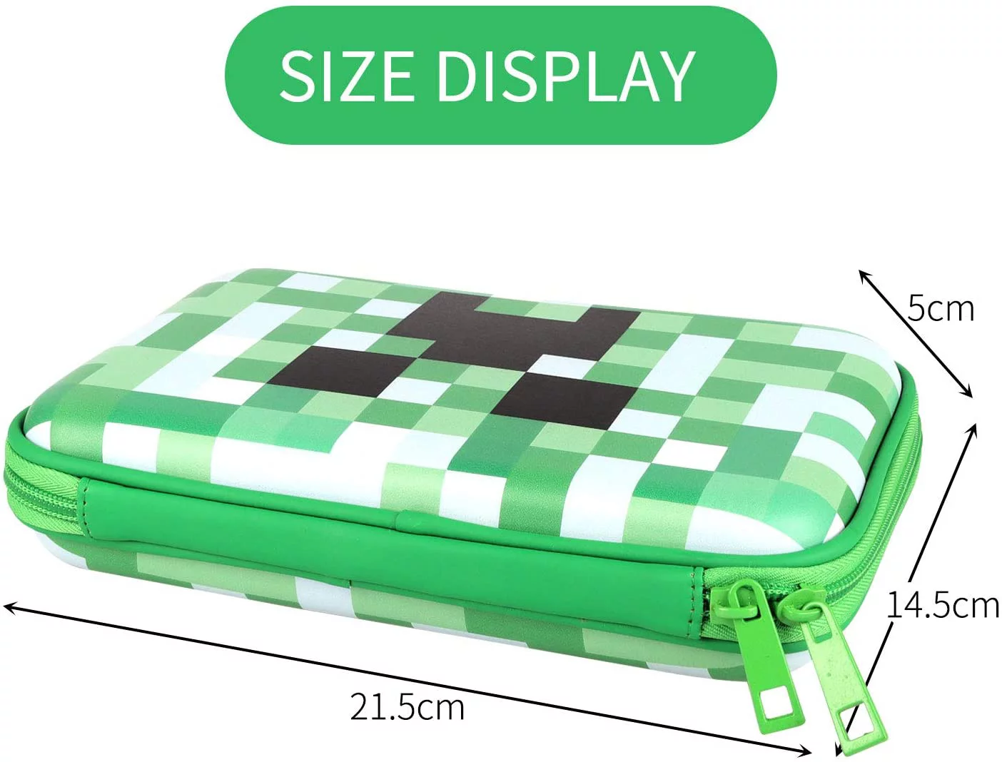 Minecraft Pencil Case, 4 Pixelated Pencils, Drawstring Backpack, 1 Gamer Eraser, 50 Stickers and 16oz Minecraft Creeper Zak Water Bottle