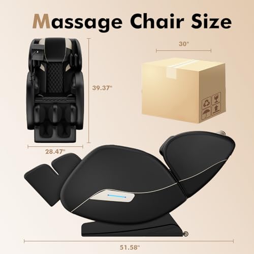 2025 Massage Chair Full Body, Zero Gravity SL-Track Shiatsu Massage Recliner Chair with Body Scan, 6 Fix Point Rollers,Airbags,Deep Yoga Stretch, Heating Function,Black