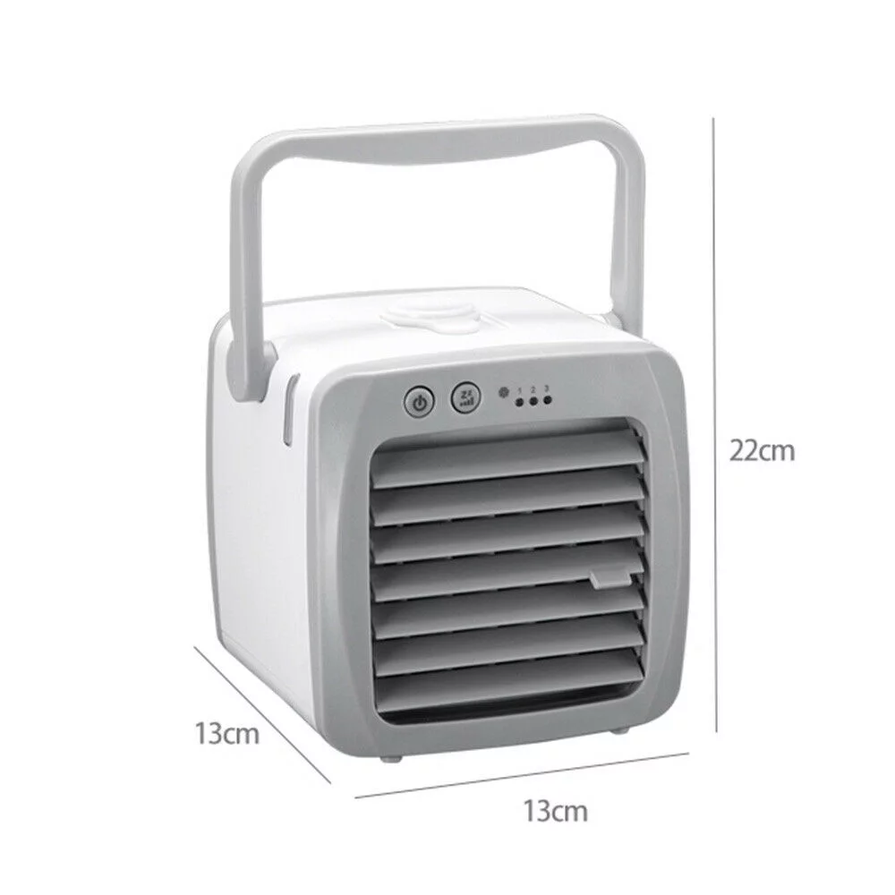 KingFurt Portable Mini Air Conditioner USB Cooling Fan LED Cooler, 3-in-1 Humidifier, White, 200ml, Desk Fan for Home Office